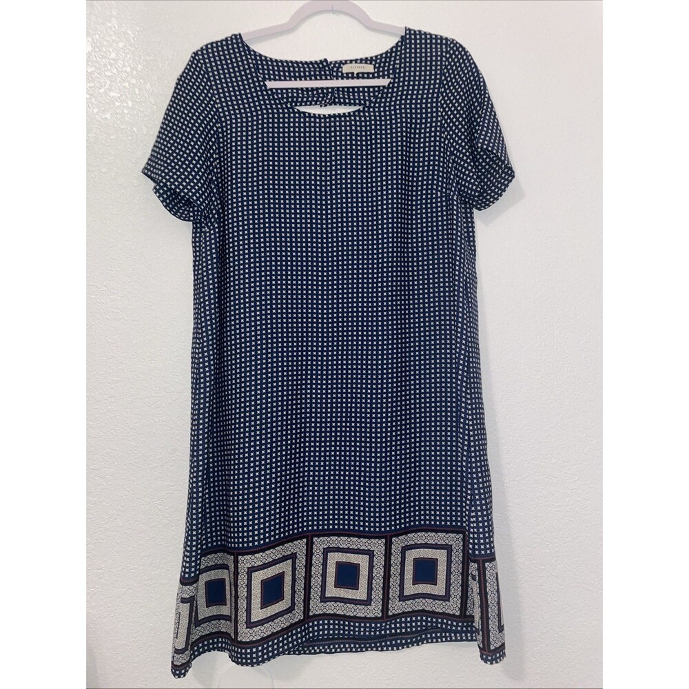 Anthropologie Pleione Womens S Shift Dress Blue White Small Pullover Sheath